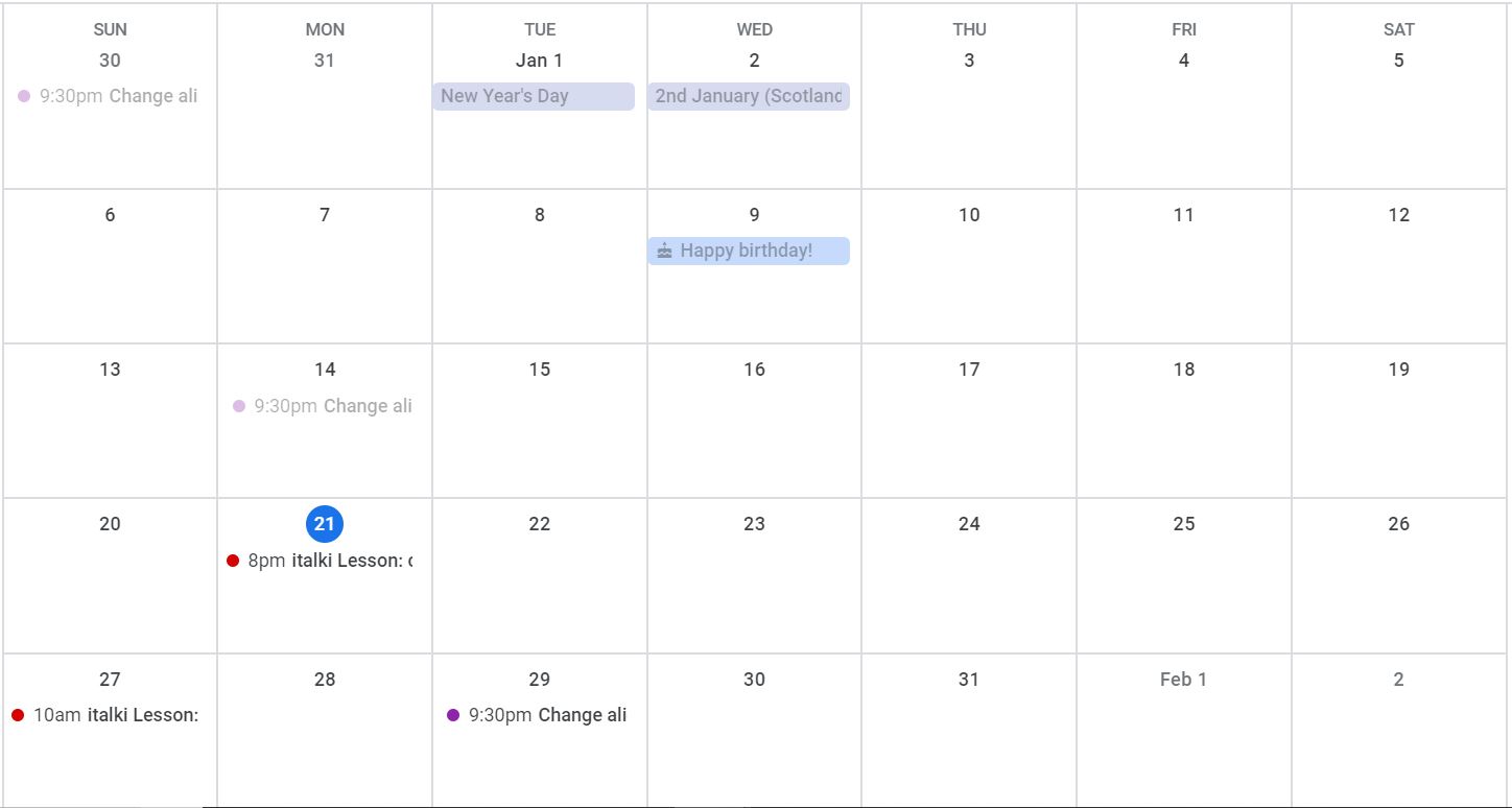 How do I sync my lesson schedule with my calendar program? italki