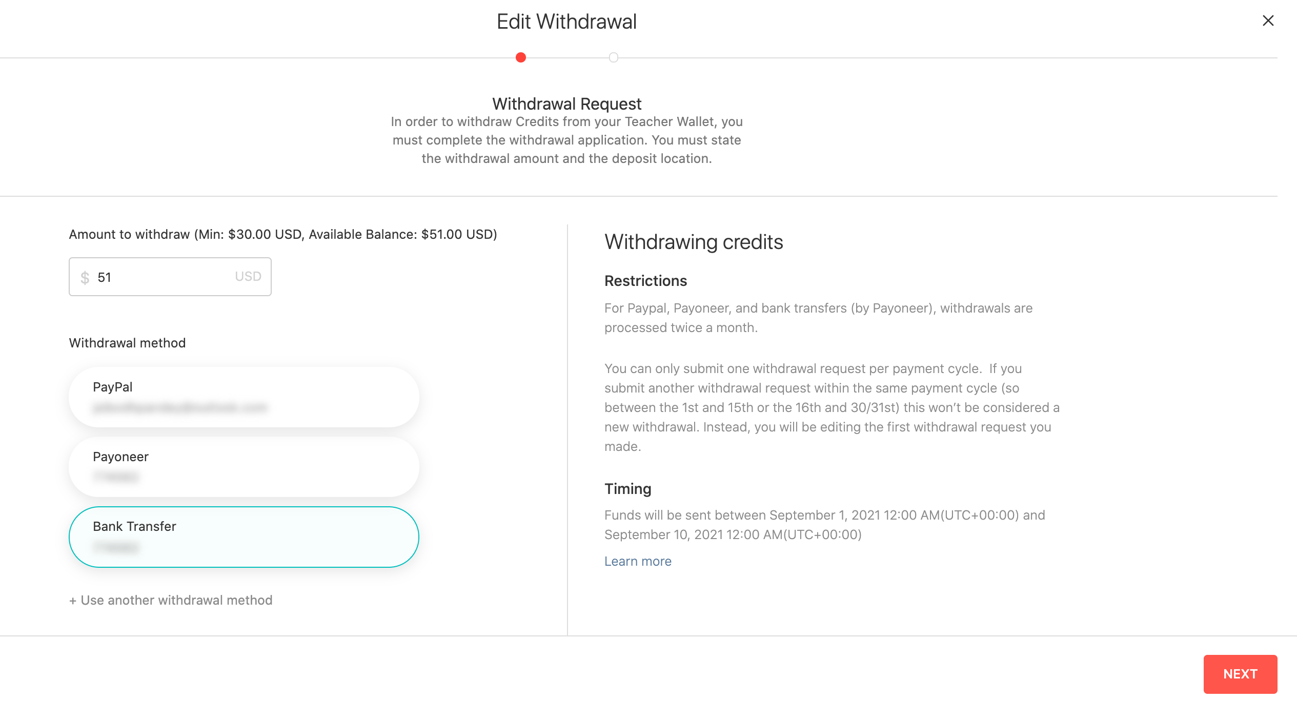 Withdraw Using Bank Transfer Via Payoneer Italki Help And Support
