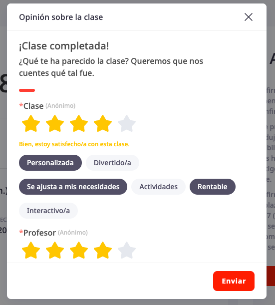 Confirmar una clase y dejar comentarios sobre la lecci n italki